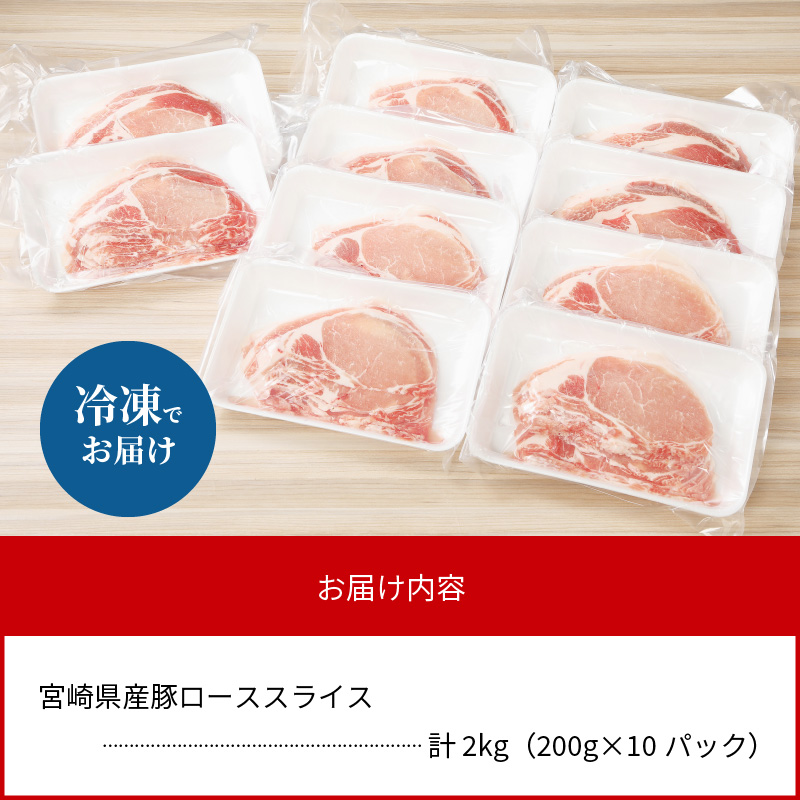 ＜数量限定・便利な個包装＞宮崎県産豚ﾛｰｽｽﾗｲｽ200g×10袋 N124-YZA595_イメージ4