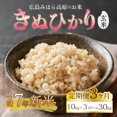 ふるさと納税 三原市 【令和7年新米】みはら高原米 浮城《3か月定期便》きぬひかり 玄米10kg [220-023]