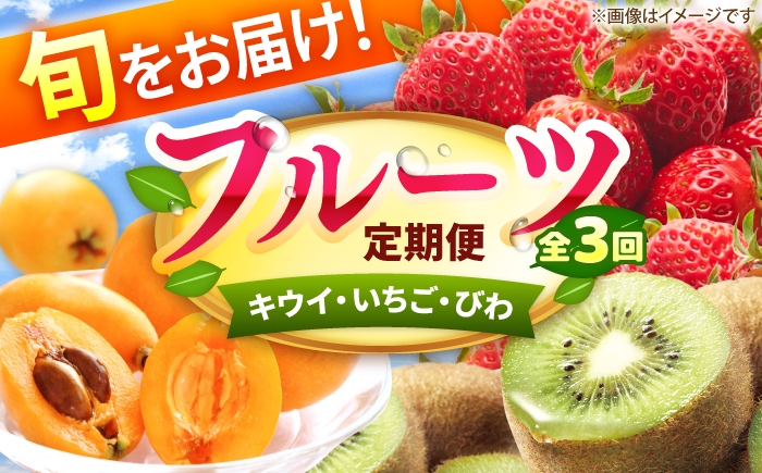 
                  【3回定期便】フルーツ定期便（キウイ/あまおう/びわ） 広川町 / JAふくおか八女農産物直売所どろや [AFAB129]
                