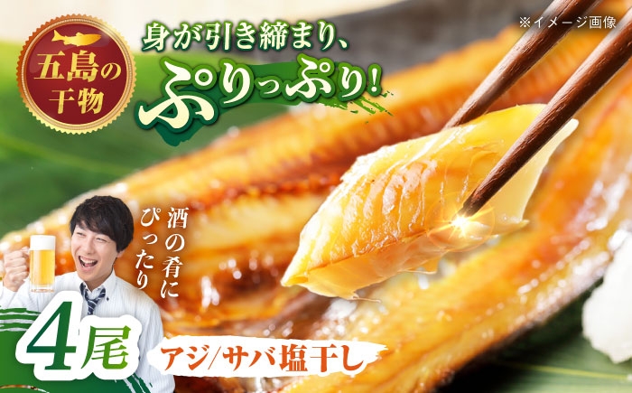 
            【S】一夜干し 塩干し（アジ/サバ）計4尾 五島市/愛情食彩 [PCH009]
          