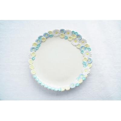 ふるさと納税 八千代市 【陶器】花かんむりの大皿(ブルー)(つちのわ 石黒美佐緒 作)　1枚