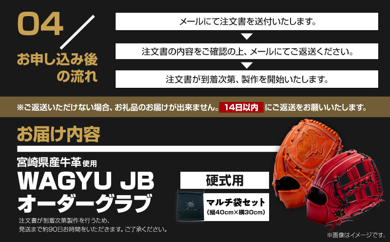 宮崎和牛革使用　和牛JB硬式用オーダーグラブ 野球 グラブ 牛革