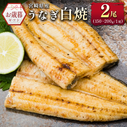 お歳暮対応「玄人の一品」うなぎ 白焼き ギフト 2尾（150～200g/1尾あたり) 宮崎県産鰻 蒲焼きタレ付（50ml×1本）配送日指定可 国産 有頭 熨斗 贈答品【N37】