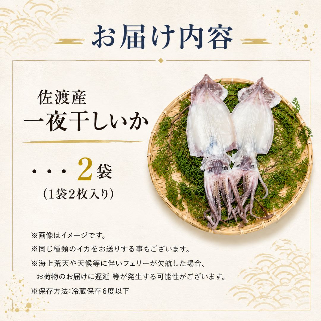 干物 イカ 佐渡産 4枚 ( 1袋2枚 × 2 ) 一夜干しいか195950-0004