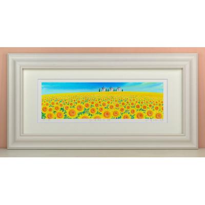 ふるさと納税 川口市 栗乃木ハルミ版画額装品「ひまわり4」