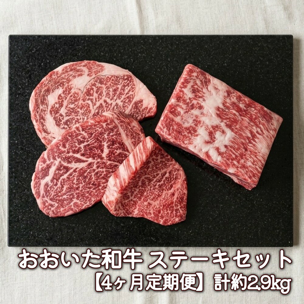 【ふるさと納税】【4ヶ月定期便】毎月違うセットが届く！おおいた和牛ステーキセット 計約2.9kg