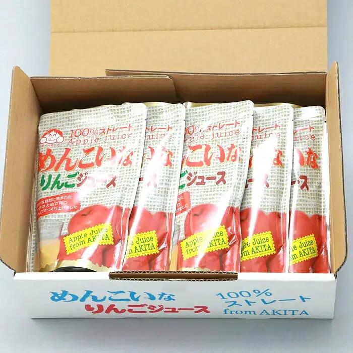 めんこいなりんごジュース 秋田県産 100％りんごジュース 185ml×10パック パウチパック 無添加 秋田県 由利本荘市