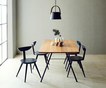 【開梱設置込み】ダイニングテーブル　幅150cm　スチールC脚　免疫家具　国産　家具　大川【ホワイトオーク×角面】