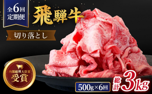  【 6回 定期便 】【 飛騨牛 】 切り落とし 総計 3kg 〈 1回あたり 〉500g ( 250g × 2 )  牛肉 国産 ブランド牛 和牛 多治見市/肉のひぐち [TDC011]