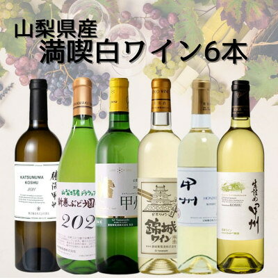 【ふるさと納税】山梨県産ワイン満喫白6本セット(2)006_ ワイン 白ワイン 飲み比べ セット 山梨 ギフト 美味しい 送料無料 【配送不可地域：離島】【1606792】