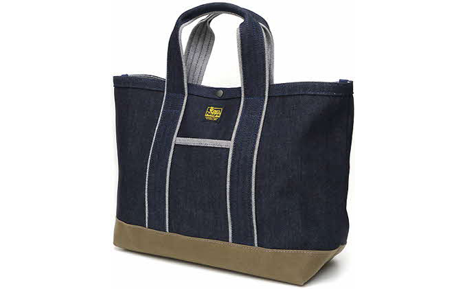 カジュアルデニムトート／サイズE　デニム×カーキグレー ファッション かばん トートバッグ カバン バッグ