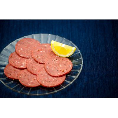 ふるさと納税 大月市 馬豚ソフトサラミソーセージ(馬8:豚2)70gシート×4枚とウインナソーセージ(馬7:豚3)3本×2