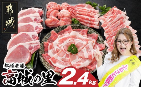 「高城の里」わくわく2.4kgセット(真空)_16-8401-s_(都城市) リピーター続出? 豚肉 都城産豚 高城の里 しゃぶしゃぶ バラ 焼肉 切り落とし 肩ローススライス ロース とんかつ ブランド豚