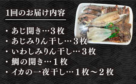 【全6回定期便】厳選　壱岐干し物セット《壱岐市》【馬渡水産】あじ アジ いわし イワシ たい タイ いか イカ 鯛 鯵 鰯 干物 ひもの 干物セット 冷凍配送[JAQ018]
