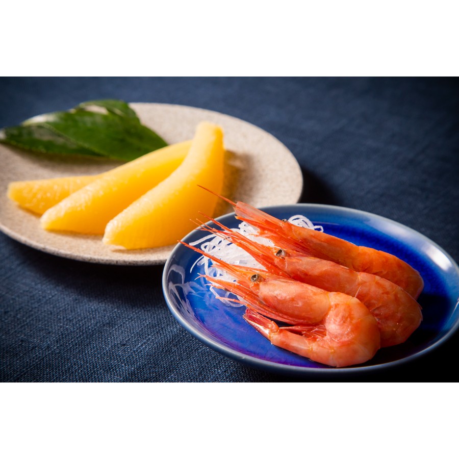 ＜重原商店＞お刺身用甘えび（500g×2）・味付けかずのこ（140g×4パック）セット