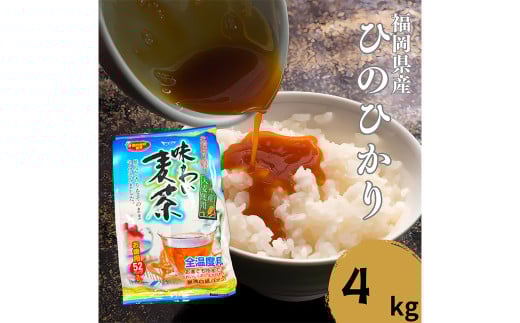 【柳川のお米】 ヒノヒカリ 4kg 白米 令和6年産 タカラの味わい 麦茶 52Pセット 米 ご飯 お茶 パック 水出し