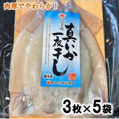 ふるさと納税 普代村 北三陸産 真イカ一夜干し 3枚入り×5袋 いか いかめし イカゲソ