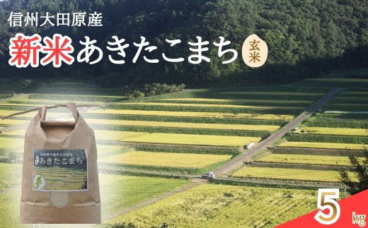 【2026年先行予約】信州大田原産 新米 あきたこまち玄米 5kg | あきたこまち 新米 玄米 お米 おこめ コメ 5キロ 千曲市 信州 長野県