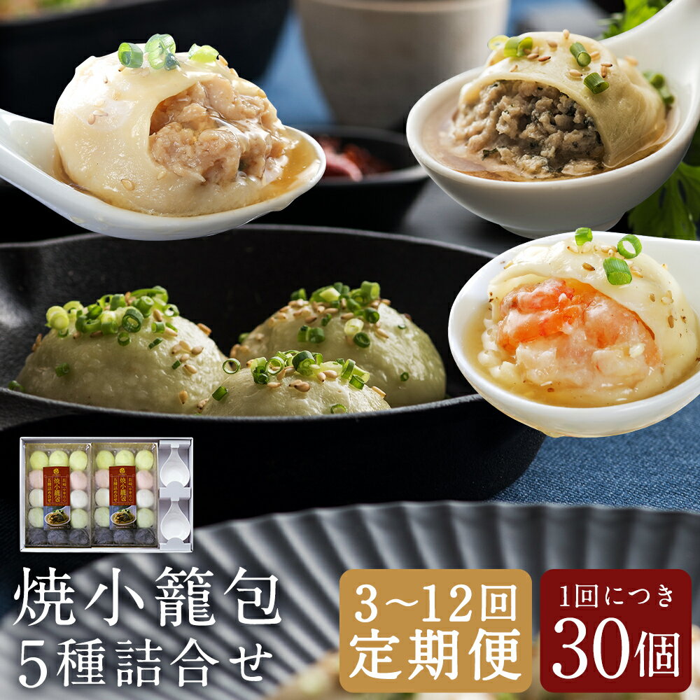 【ふるさと納税】【選べる定期便】フライパンで焼くだけ 長崎焼小籠包 5種 詰合せ 蓮華 2個付 3ヶ月/6ヶ月/12ヶ月 定期便 豚肉 エビ 鶏肉 牛肉 帆立 焼小籠包 小籠包 点心 中華 長崎 簡単調理 冷凍 長崎市 国産 送料無料