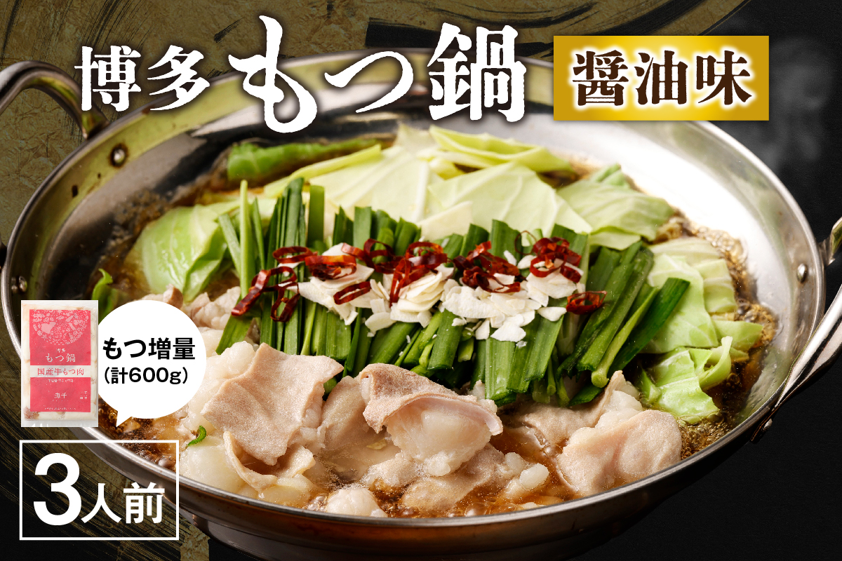 【もつ増量!】博多もつ鍋　醤油味（3人前）セット【海千】_HA0588