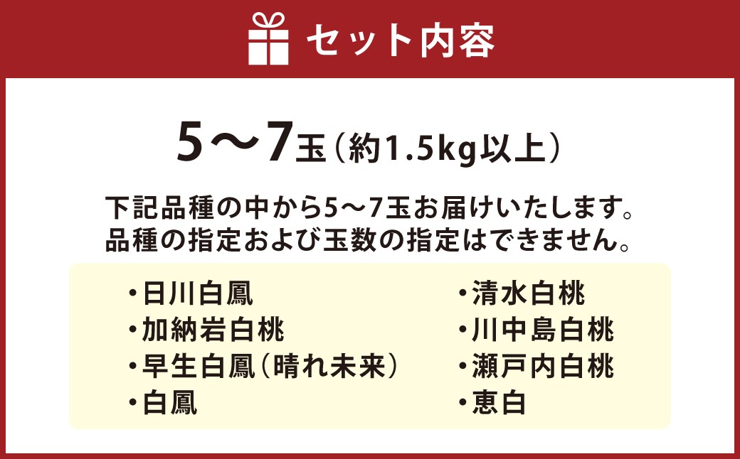 【ご家庭用】岡山白桃 5～7玉（約1.5kg以上）