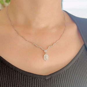 【一点もの】K18WG ホワイトゴールド トータル2ctUP イエローダイヤモンド マーキスカット ネックレス OWN0112