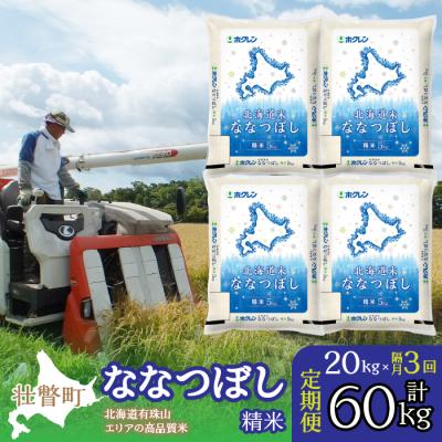 ふるさと納税 壮瞥町 【隔月3回配送】(精米20kg)ホクレン北海道ななつぼし(5kg×4袋) SBTD101 | 