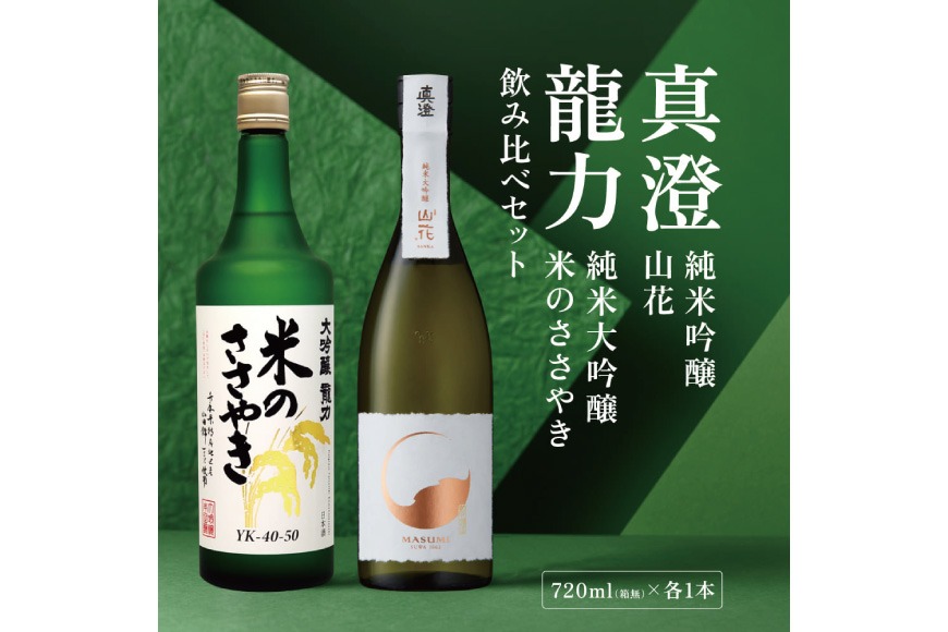 龍力 米のささやき ・ 真澄 山花 飲み比べ セット 720ml 2本セット [ 加東市特A地区産山田錦 本田商店 宮坂醸造 大吟醸 純米大吟醸 日本酒 酒 お酒 四合瓶 贈答品 ギフト 兵庫県 兵庫 加東市 ]