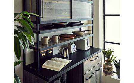 【開梱設置】 食器棚 レンジ台 アイン 上台引き戸タイプ 幅119.7cm ブルックリン キッチンボード キッチン収納 おしゃれ 家具