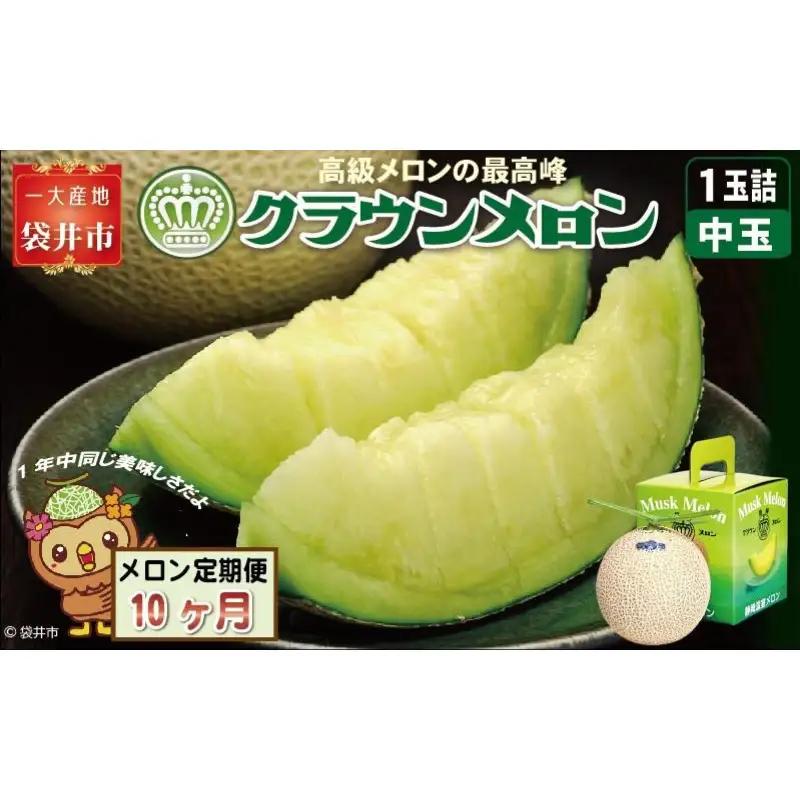 クラウンメロン マスクメロン 白等級 中玉 青肉 クラウンメロン【1玉】【10ヶ月定期便】