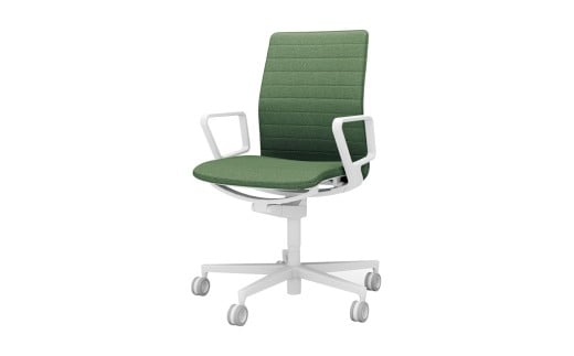 コクヨチェアー ファブレ (ディープグリーン)／ストライプタイプ／在宅ワーク・テレワークにお勧めの椅子【294-06】 C01-W152CU-WQ6Q64 ファブリックストライプタイプ・スタンダード・白樹脂脚・背座同色・サークル肘付・布(ディープグリーン)