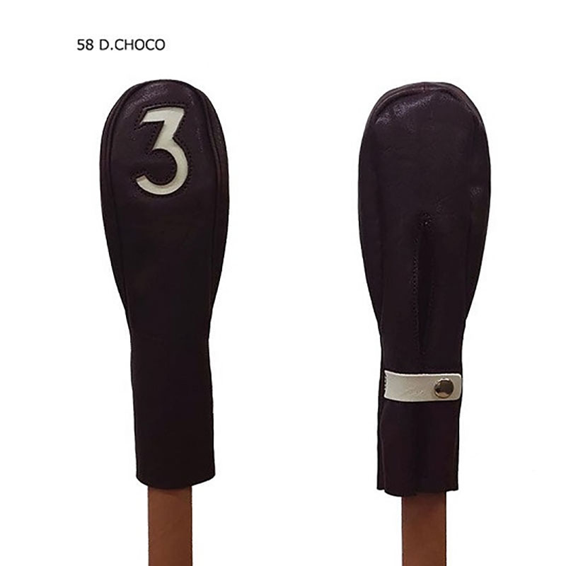 ゴルフ FWヘッドカバー 3FW 国産レザー 木の庄帆布 Dチョコ 名張市