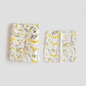 くるみの木 ベビーおくるみとハンカチセット(イエロー)【krm07】