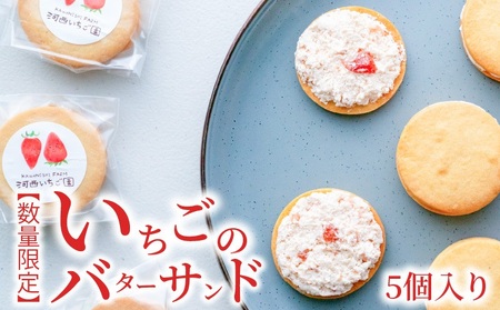 【数量限定】いちごのバターサンド　5個入り  バターサンド バタークリームサンド 苺 お取り寄せ スイーツ 個包装 お菓子 洋菓子 焼き菓子 ビスケット おやつ 自宅用 贈り物 ギフト プレゼント 