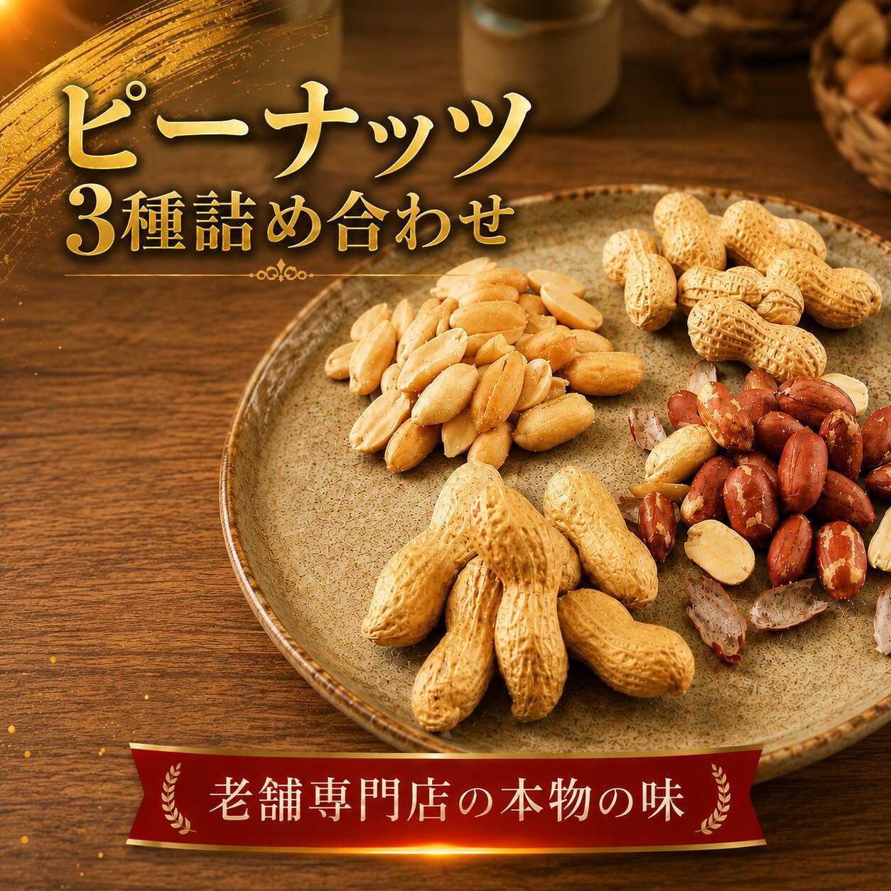 ピーナッツ3種詰合せ　No.カ30-4 ／ 皮付きピーナッツ 南京豆 バターピーナッツ 送料無料 神奈川県