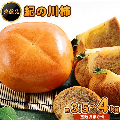 【ふるさと納税】＜先行予約＞希少 紀の川柿 3.5〜4kg （種無し・黒あま柿）秀選品 厳選館 《2026年11月上旬-11月中旬頃出荷》 日高川町 柿 カキ かき 紀の川柿 平核無柿 ひらたねなしかき 樹上完熟 ジューシー フルーツ 旬 種なし 玉数おまかせ
