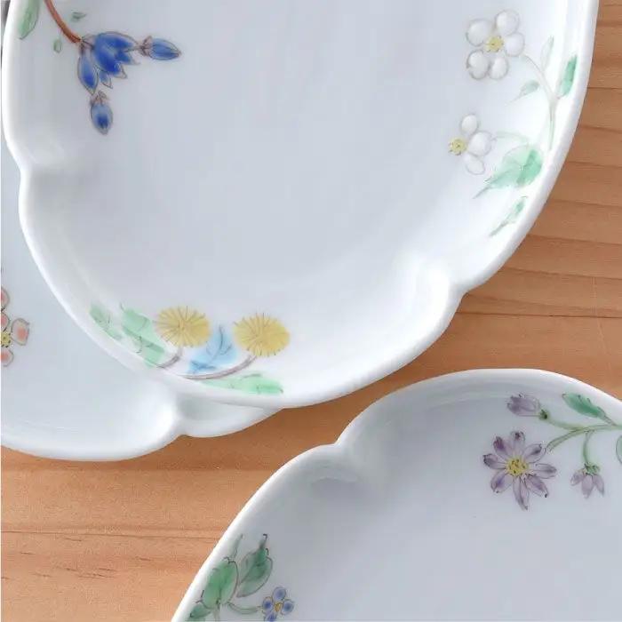 【波佐見焼】小花紋木瓜型 小皿 3枚組 食器 皿 【藍水】 [GB25]  波佐見焼