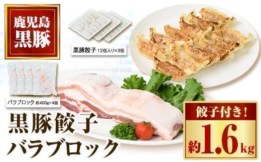 
            B02084 鹿児島県産黒豚バラブロック(計約1.6kg・約400g×4P)、黒豚餃子(12個入×3P)セット！ 鹿児島 国産 九州産 黒豚 豚肉 お肉 バラ ブロック 餃子 ぎょうざ 角煮 焼肉 叉焼 焼豚 チャーシュー おかず 惣菜【和田養豚】
          