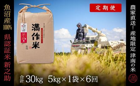 【令和8年産 先行予約】【6ヶ月定期便】5kg(5kg×1袋) 県認証 魚沼産新之助 |津南町 コシヒカリ 定期便