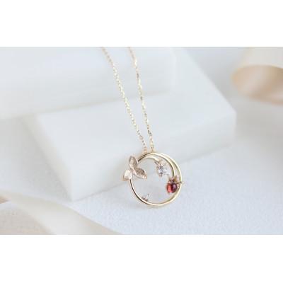 ふるさと納税 藤沢市 Strawberry K10 ガーネット トパーズ ダイヤモンド ネックレス