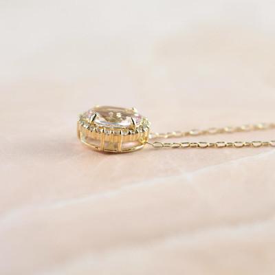 ふるさと納税 山梨県 【山梨県】【ジュエリー】K18 モルガナイト オーバル ネックレス |  | 03