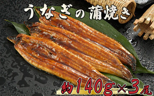 
うなぎ 鰻 蒲焼 約 140g × 3尾 減塩 醤油 ベース 蒲焼きのタレ 付き 高知県 須崎市
