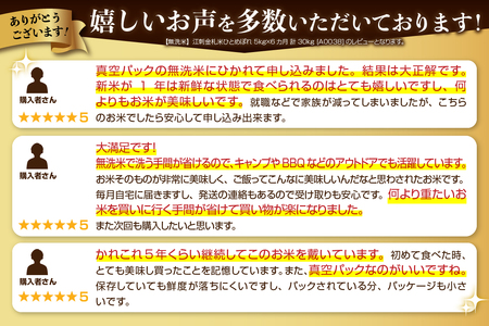 ☆全6回定期便☆【無洗米】江刺金札米ひとめぼれ 無洗パック米 5kg×6ヶ月 計30kg 令和5年産 [A0038]