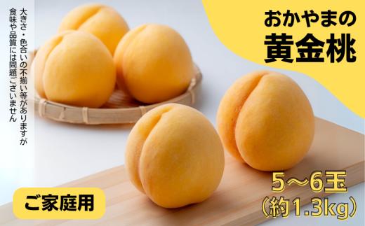 家庭用 黄金桃 5～6玉 約1.3kg 岡山県産　【先行予約 2025年8月下旬から順次発送】