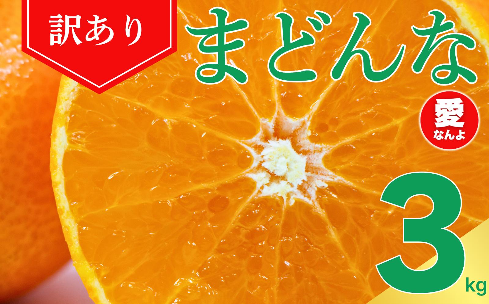 
                  【先行予約】訳あり まどんな 3kg 2026年 12月上旬 発送 マドンナ 愛果28号 柑橘 かんきつ フルーツ 果物 旬 みかん ミカン 国産 お取り寄せ 通販 訳あり品 サイズ不揃い お徳用 家庭用 おやつ スイーツ ジューシー 甘い みずみずしい ゼリー 食感 さわやか 甘味 酸味 新鮮 期間限定 旬の味覚 薄皮 愛媛県 愛南町 愛なんよ
                