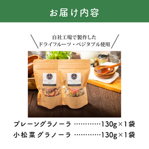 【冷蔵配送】グラノーラセットミニ（プレーングラノーラ130g×1袋、小松菜グラノーラ130g×1袋）_Ca532-C