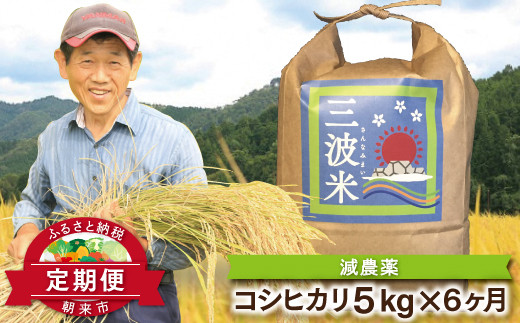 【定期便】三波農地を守る会のコシヒカリ 5㎏×1袋×6ヵ月 令和8年産 新米 定期便 減農薬 コシヒカリ お米 安心 安全 良質 美味しい 計30㎏ お試し 竹田城跡 三波地区 きれいな水【AS2GH1】