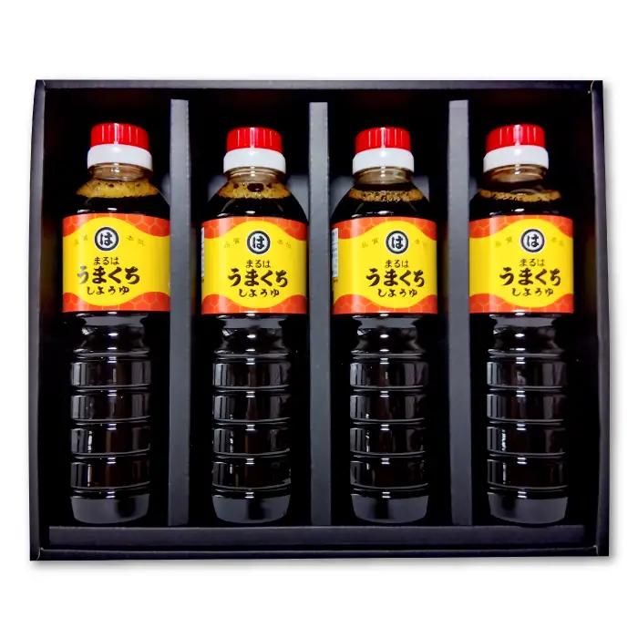 原醤油うまくち（500ml）4本セット【しょうゆ うまくち醤油 濃口醤油 こいくち醤油 かけ醤油 さしみ醤油 セット 詰め合わせ 天然醸造 塩分控えめ 調味料 お中元 お歳暮 贈り物 ギフト】