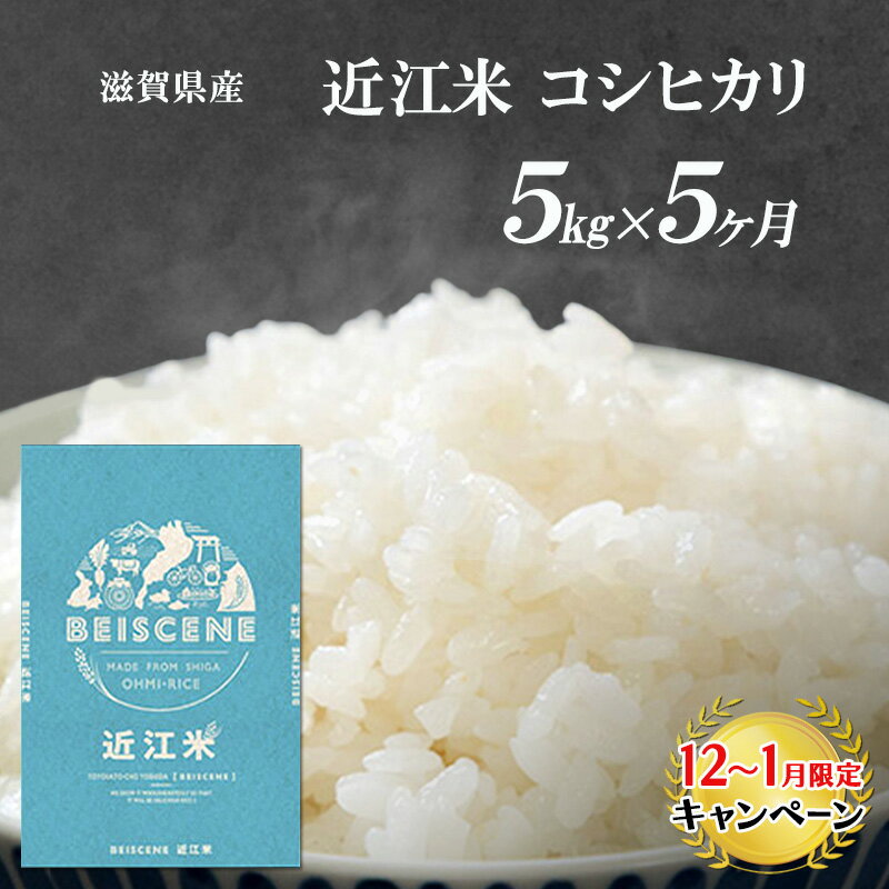 【ふるさと納税】【12月～1月までの限定寄附額】 特A受賞歴 定期便 コシヒカリ 5kg×5ヶ月 令和7年産 滋賀県豊郷町産 近江米 お米 白米 ごはん ライス 主食 炭水化物 おにぎり CP1201　お届け：ご入金の翌月中旬に出荷いたします