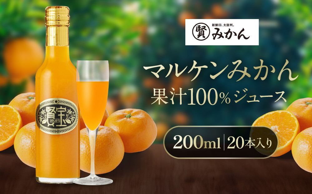 【賢宝】マルケンみかん果汁100％ジュース （20本入り／大容量段ボール箱） もぎたてみかん味のストレートジュース